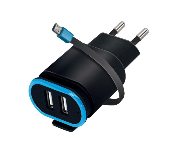 FOREVER TC-02 2xUSB 2.4A + kabel micro-USB czarna - 1390296 - zdjęcie